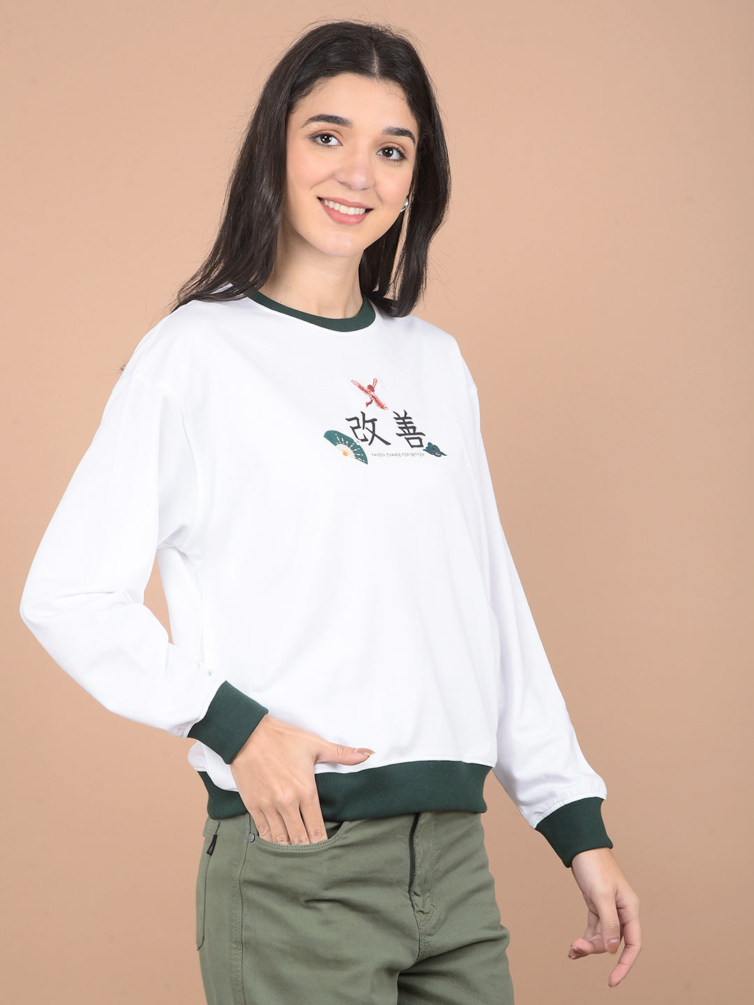 Green Graphic Print Sweatshirt