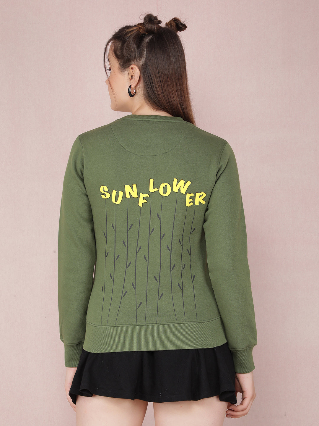 Green Typographic Print Sweatshirt-Women Sweatshirts-Crimsoune Club