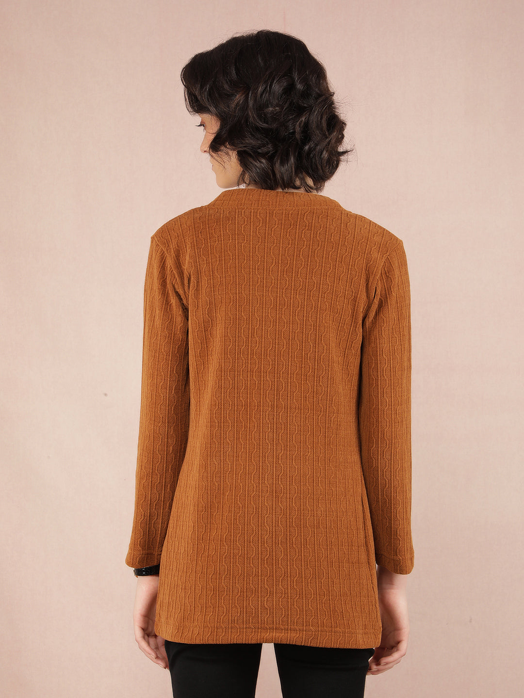 Brown Jacquard Shrug-Women Shrugs-Crimsoune Club