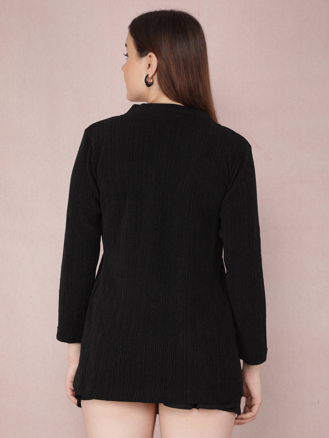 Black Jacquard Shrug-Women Shrugs-Crimsoune Club