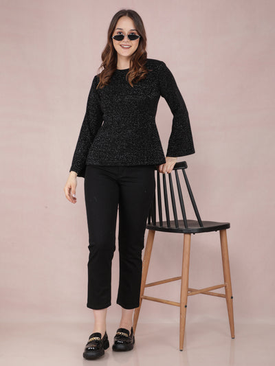 Black Knitted Top-Women Tops-Crimsoune Club