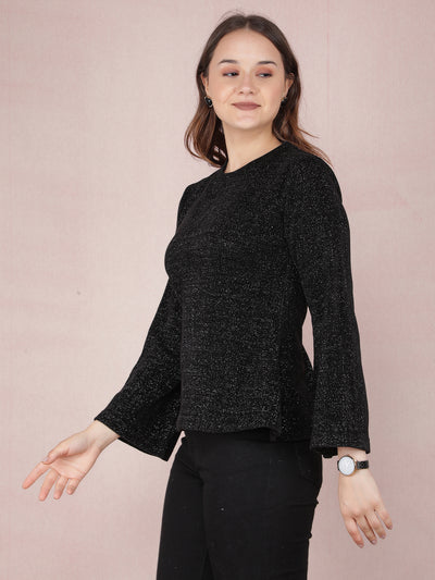 Black Knitted Top-Women Tops-Crimsoune Club