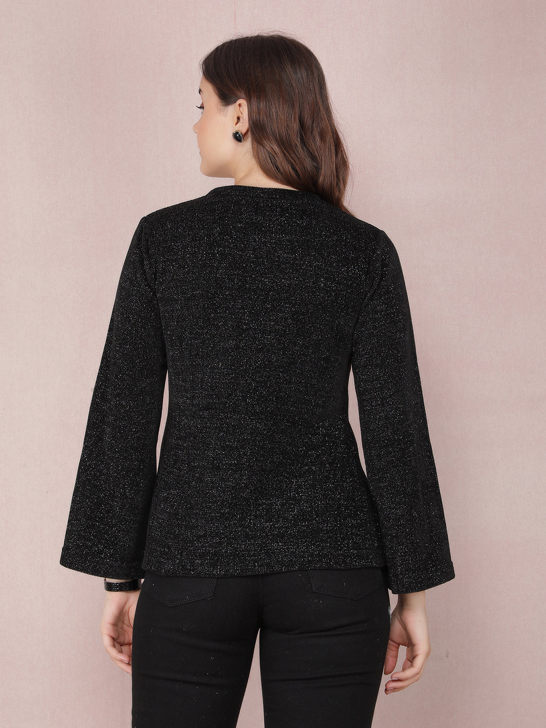 Black Knitted Top-Women Tops-Crimsoune Club