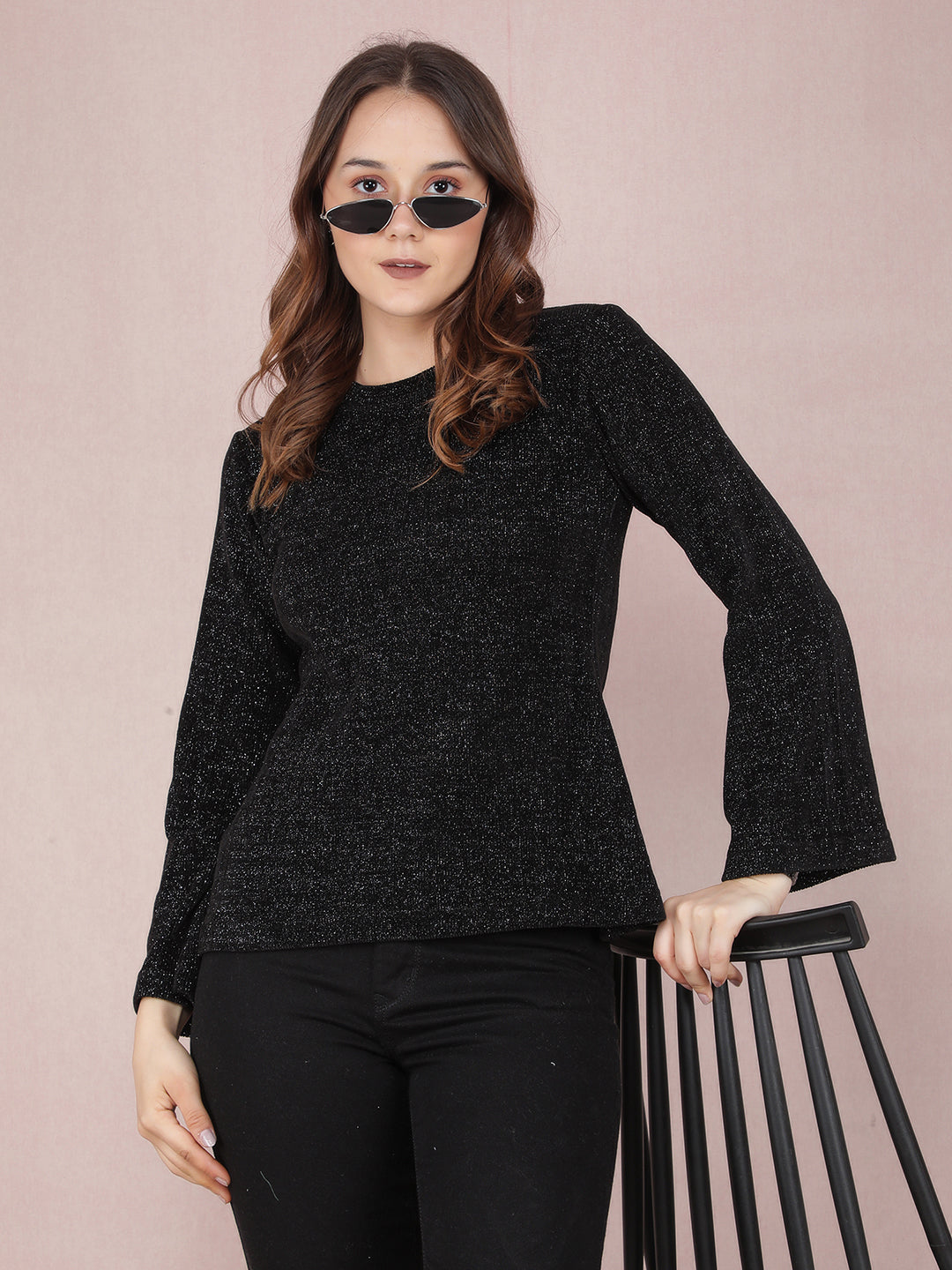 Black Knitted Top-Women Tops-Crimsoune Club