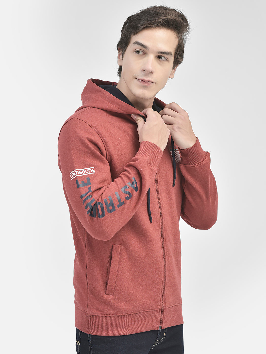 Rust Front Open Sweatshirt-Men Sweatshirts-Crimsoune Club