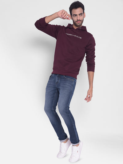 Wine Printed Hooded Sweatshirt-Mens Sweatshirts-Crimsoune Club