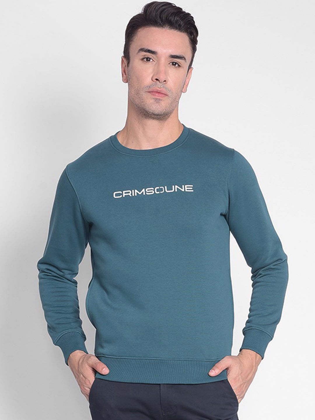 Green Printed Sweatshirt-Men Sweatshirts-Crimsoune Club