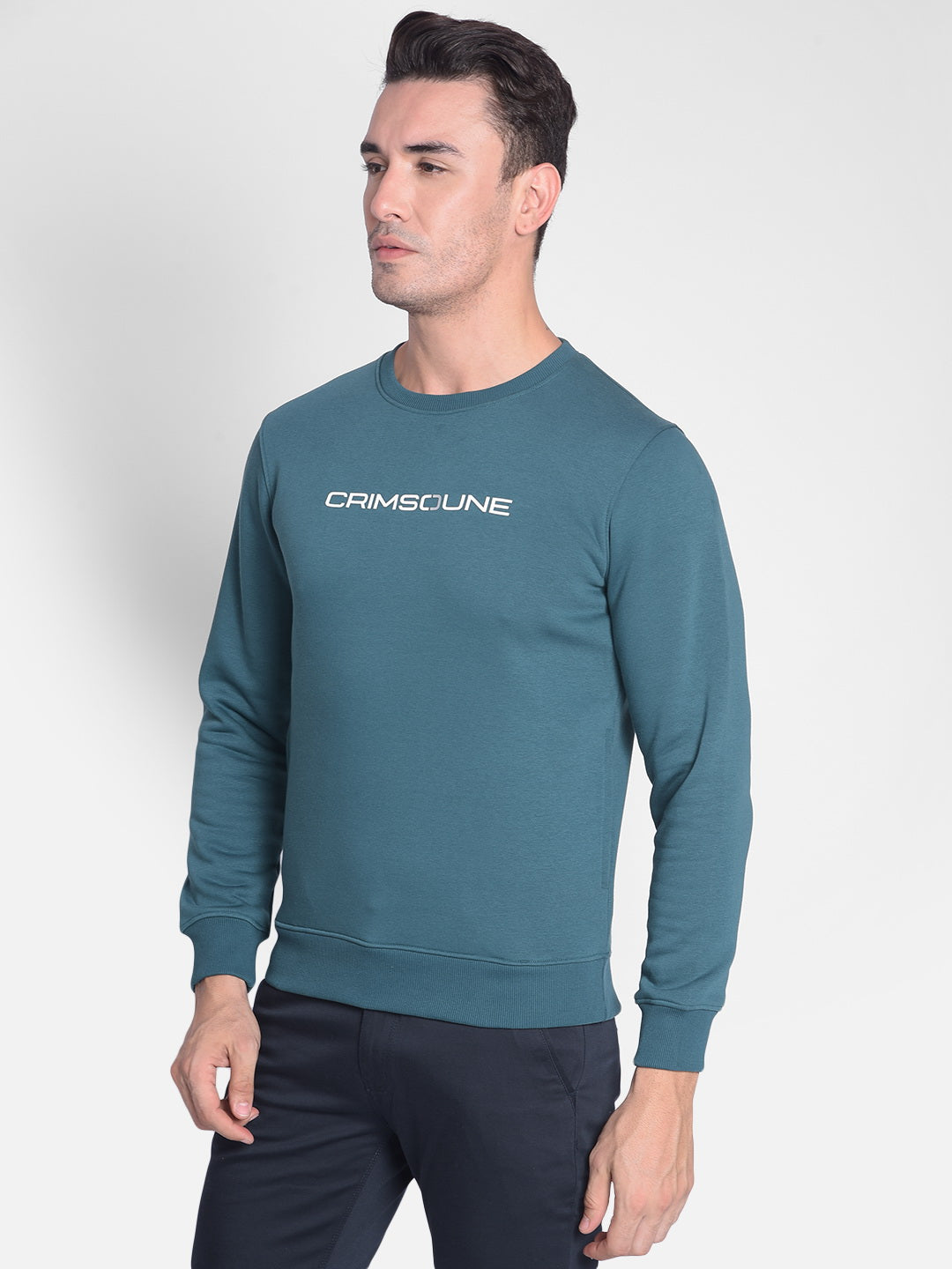 Green Printed Sweatshirt-Men Sweatshirts-Crimsoune Club