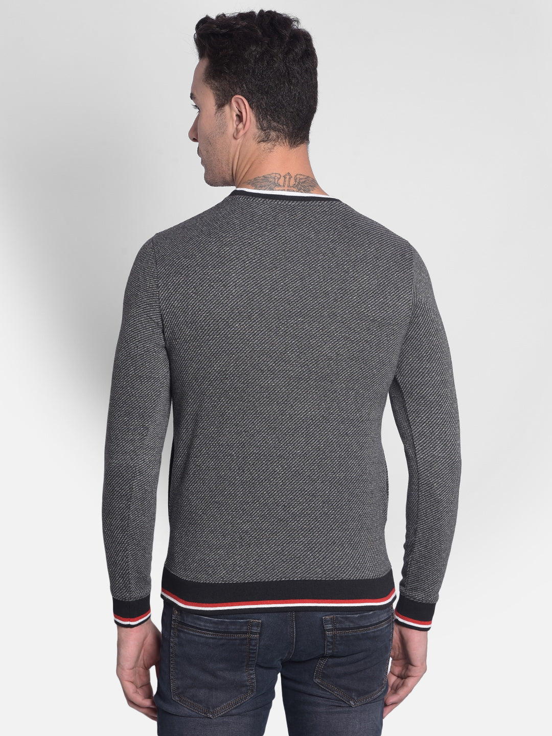 Grey Printed Sweatshirt-Men Sweatshirts-Crimsoune Club