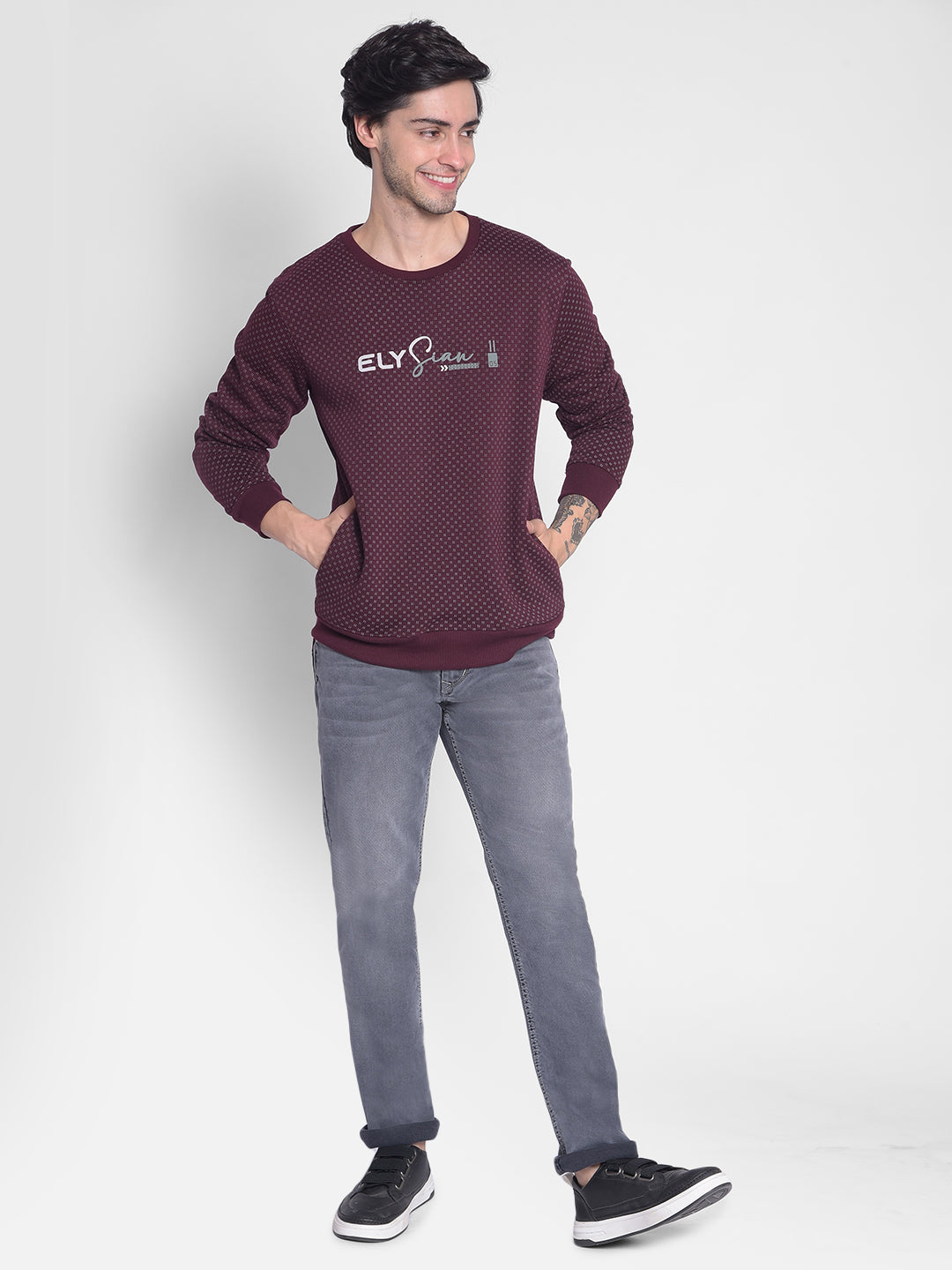 Wine Printed Sweatshirt-Men Sweatshirts-Crimsoune Club