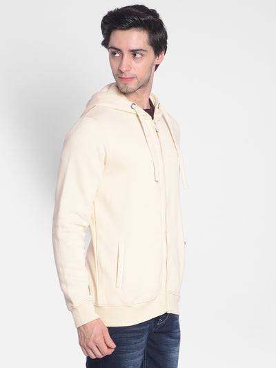 Beige Hooded Front-Open Sweatshirt-Men Sweatshirts-Crimsoune Club