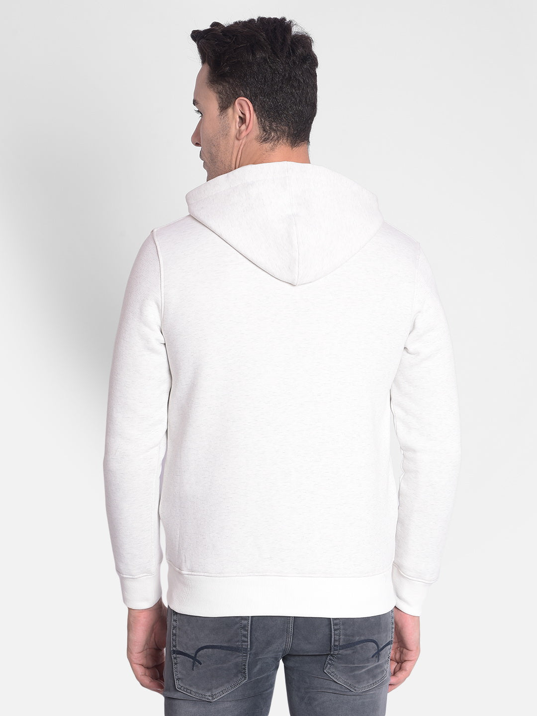 White Hooded Front Open Sweatshirt Crimsoune Club