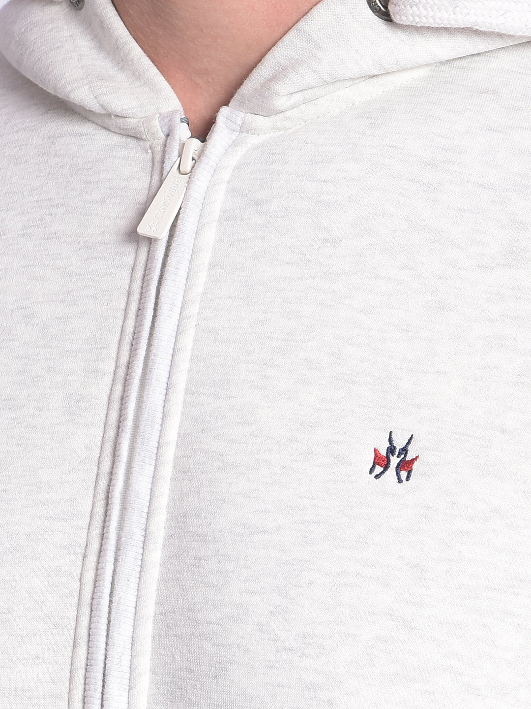 Off White Hooded Front-Open Sweatshirt-Men Sweatshirts-Crimsoune Club