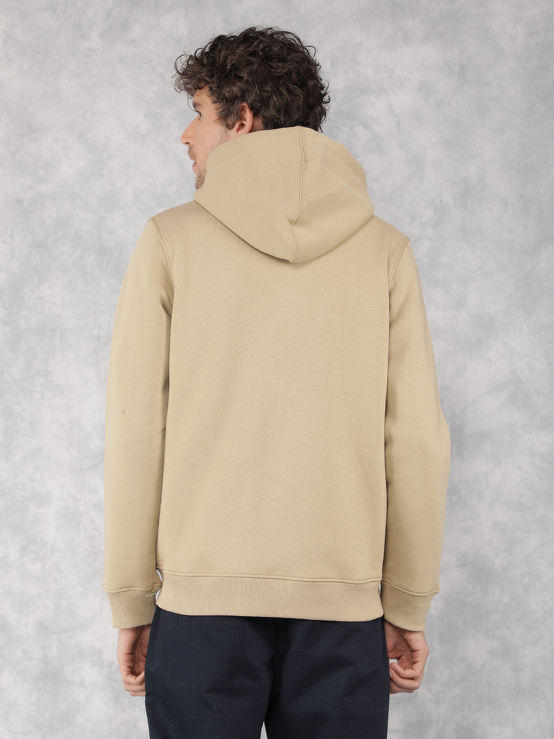 Beige Hooded Neck Sweatshirt-Men Sweatshirts-Crimsoune Club