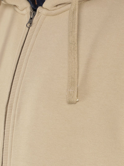 Beige Hooded Neck Sweatshirt-Men Sweatshirts-Crimsoune Club