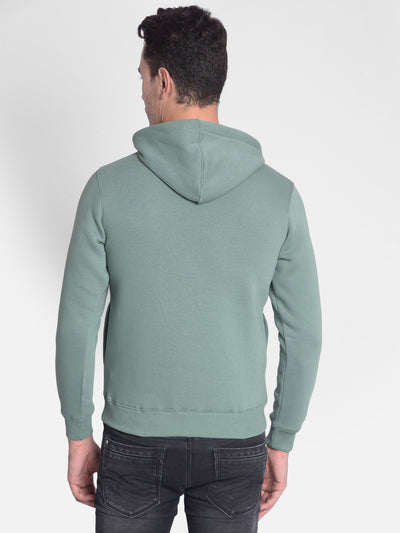 Green Printed Sweatshirt With Hood-Men Sweatshirts-Crimsoune Club