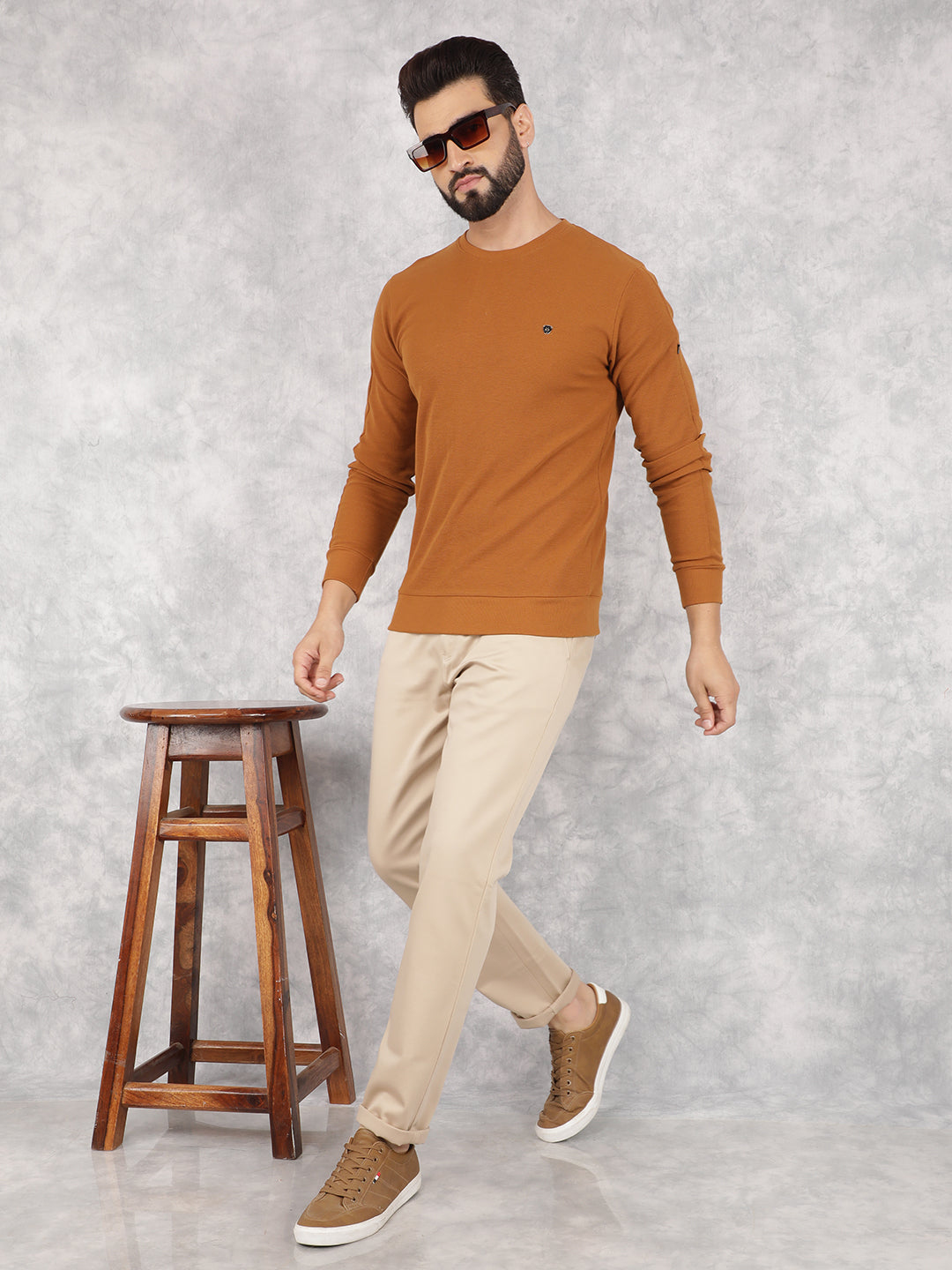 Khaki Sweatshirt-Men Sweatshirts-Crimsoune Club