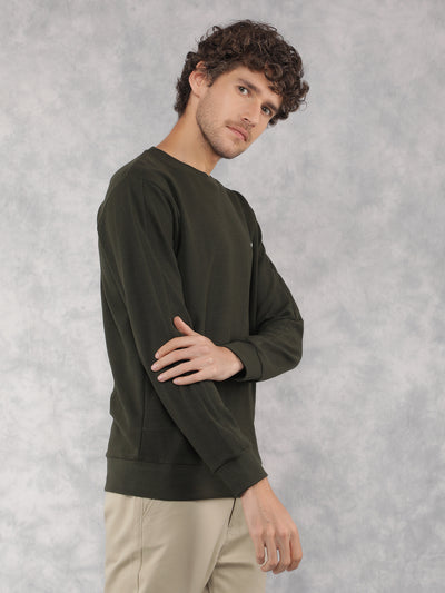 Olive Sweatshirt-Men Sweatshirts-Crimsoune Club