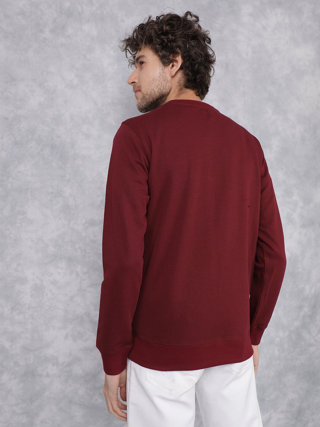 Wine Color Blocked Sweatshirt-Men Sweatshirts-Crimsoune Club