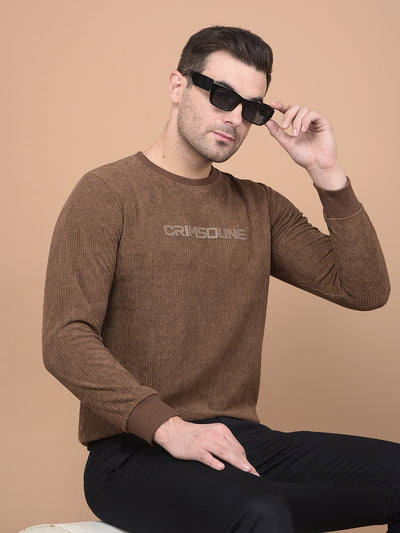 Brown Typographic Print Sweatshirt