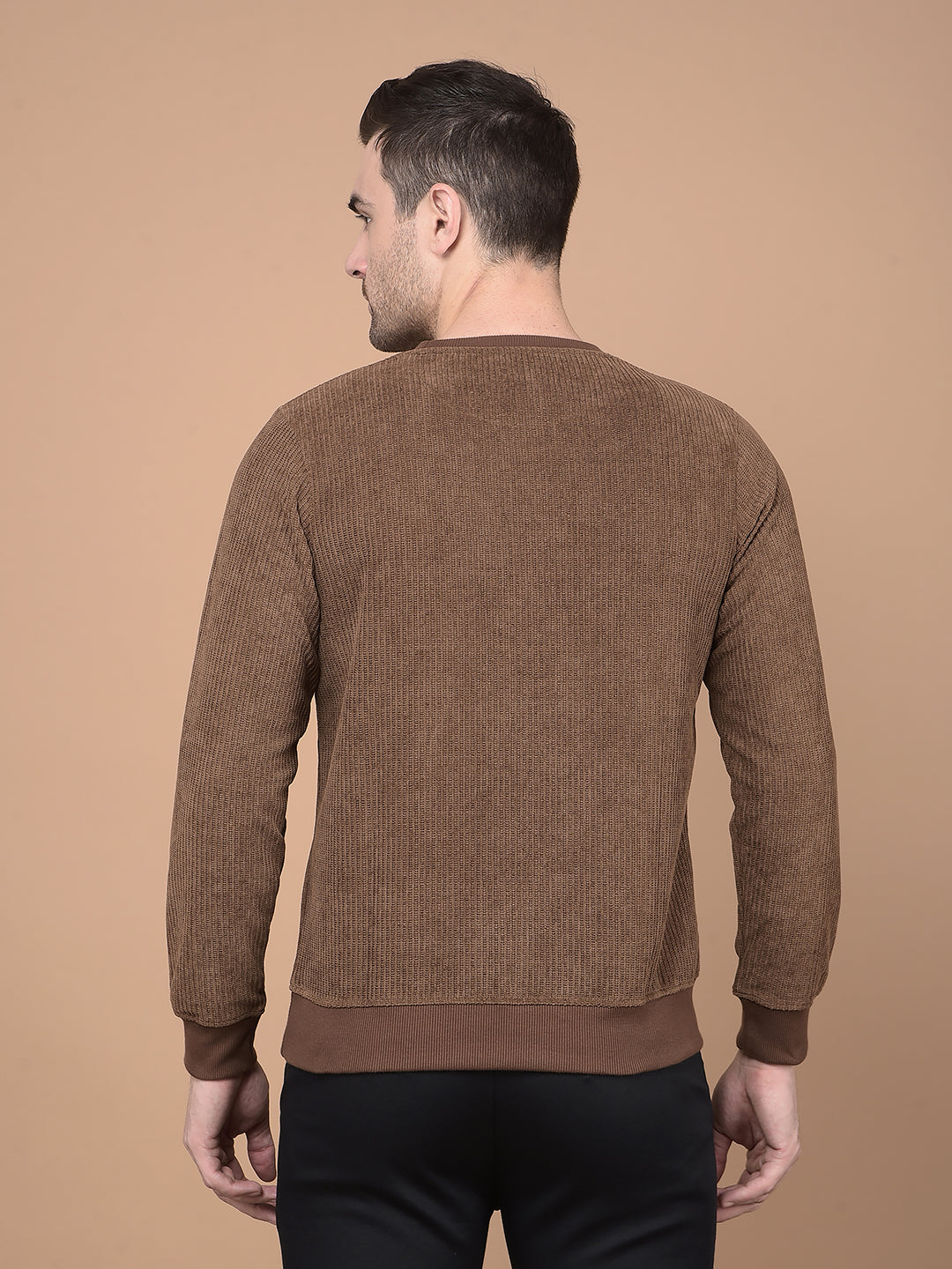 Brown Typographic Print Sweatshirt-Men Sweatshirts-Crimsoune Club