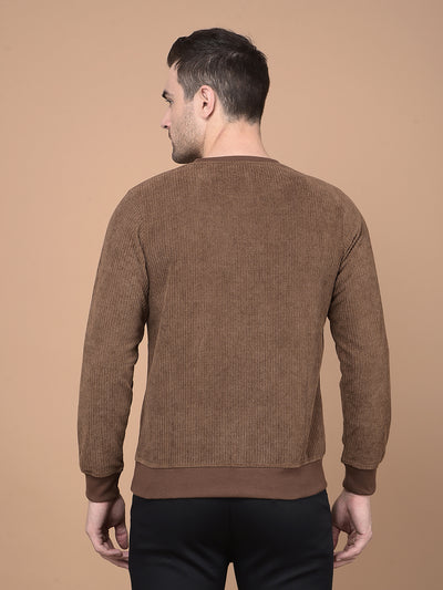 Brown Typographic Print Sweatshirt