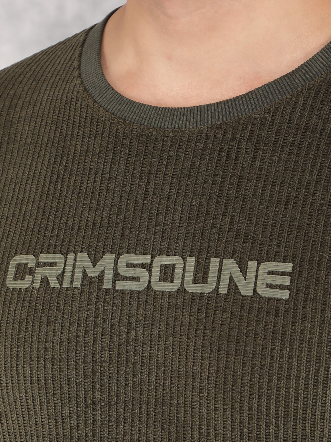 Olive Typographic Print Sweatshirt-Men Sweatshirts-Crimsoune Club