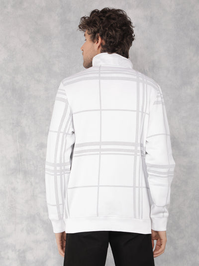 White Checkered Sweatshirt-Men Sweatshirts-Crimsoune Club