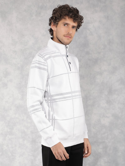 White Checkered Sweatshirt-Men Sweatshirts-Crimsoune Club