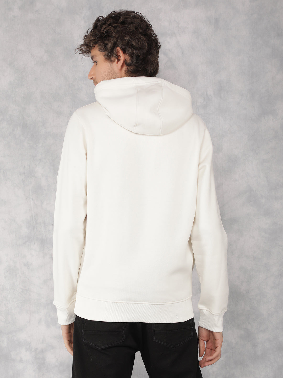 White Typographic Print Hooded Neck Sweatshirt-Men Sweatshirts-Crimsoune Club