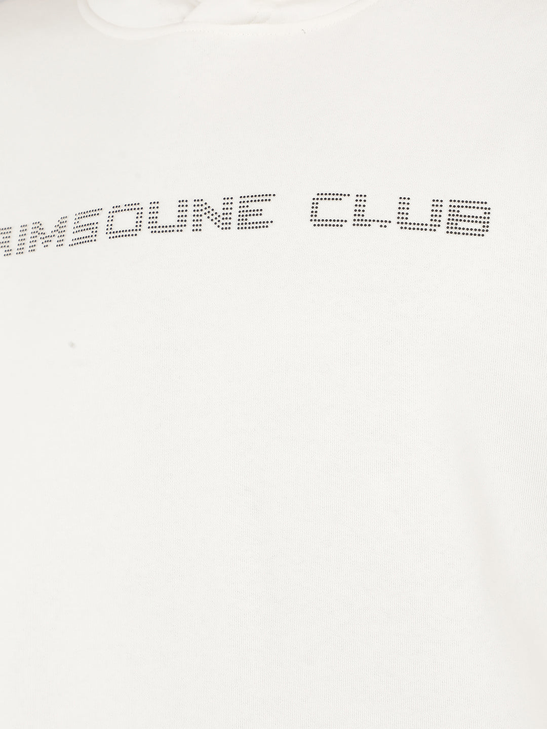 White Typographic Print Hooded Neck Sweatshirt-Men Sweatshirts-Crimsoune Club