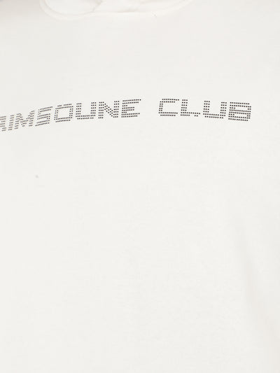 White Typographic Print Hooded Neck Sweatshirt-Men Sweatshirts-Crimsoune Club