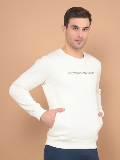 White Typographic Print Sweatshirt-Men Sweatshirts-Crimsoune Club