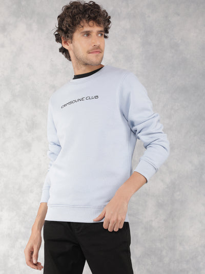 Blue Typographic Print Sweatshirt-Men Sweatshirts-Crimsoune Club