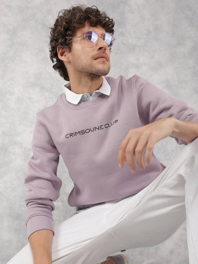 Purple Typographic Print Sweatshirt-Men Sweatshirts-Crimsoune Club