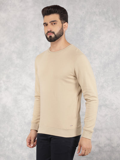 Beige Sweatshirt-Men Sweatshirts-Crimsoune Club