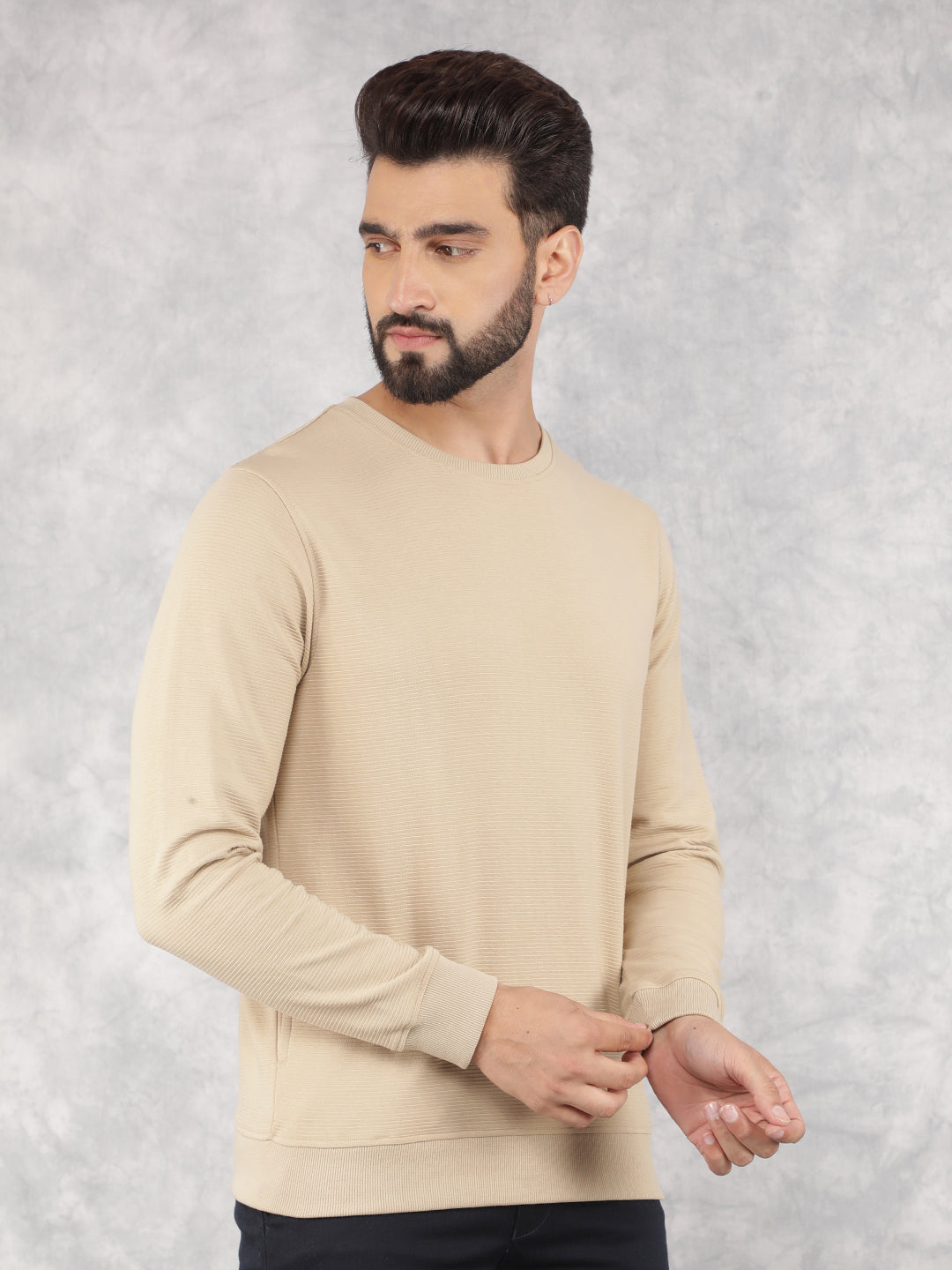 Beige Sweatshirt-Men Sweatshirts-Crimsoune Club