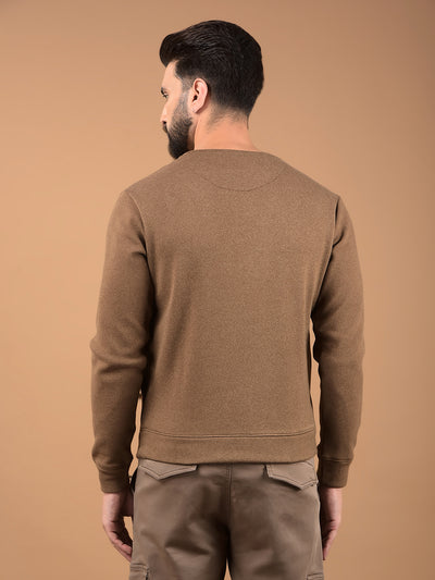 Brown Typographic Print Sweatshirt-Men Sweatshirts-Crimsoune Club