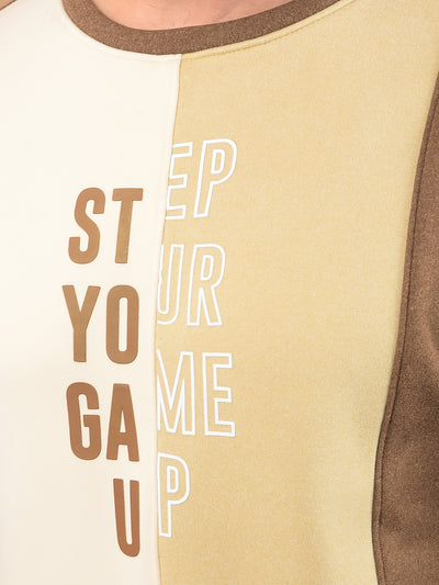 Brown Typographic Print Sweatshirt-Men Sweatshirts-Crimsoune Club