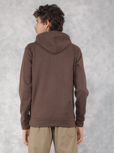 Brown Hooded Neck Sweatshirt-Men Sweatshirts-Crimsoune Club