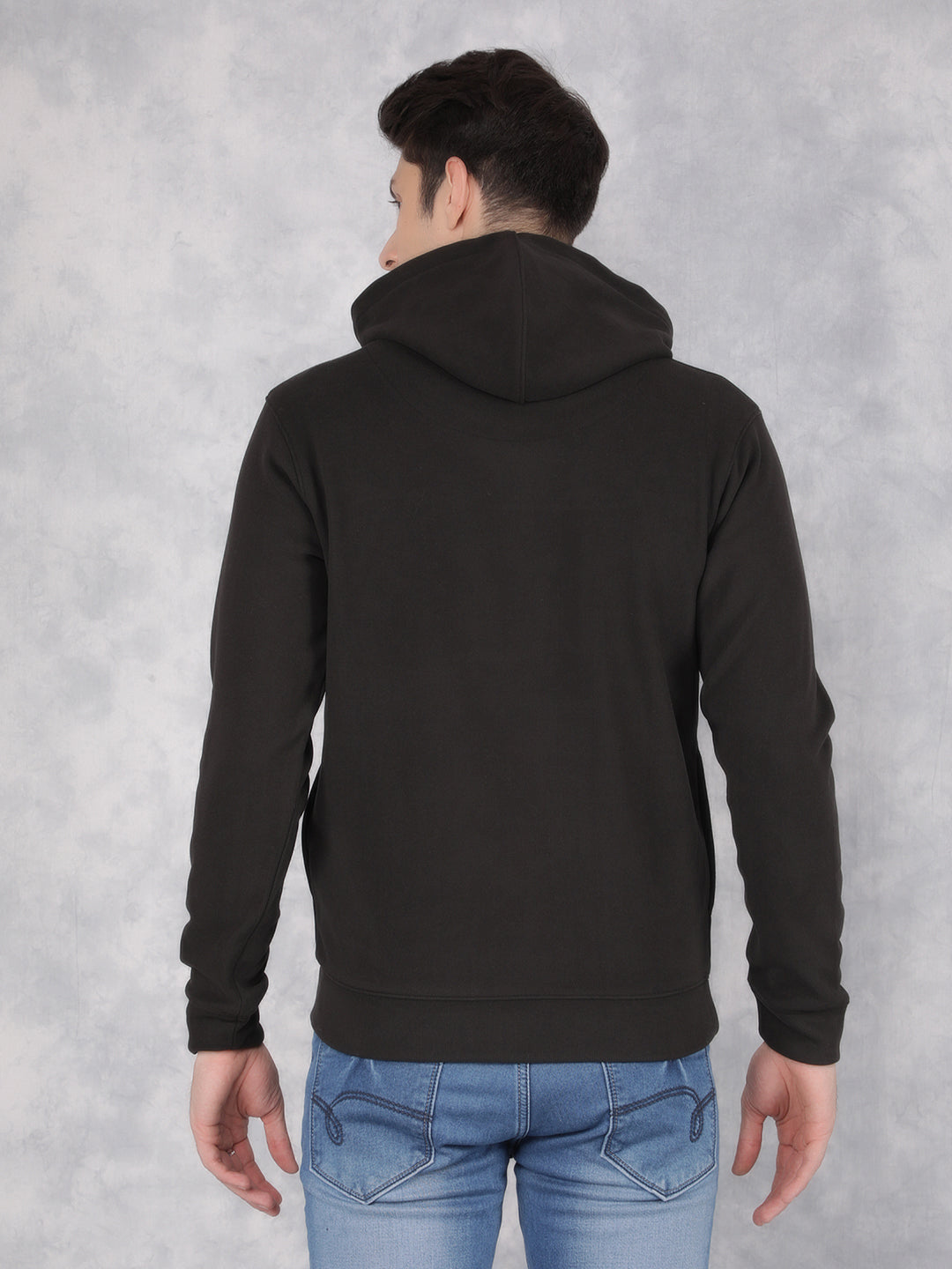 Black Color-Blocked Hooded Neck Sweatshirt-Men Sweatshirts-Crimsoune Club