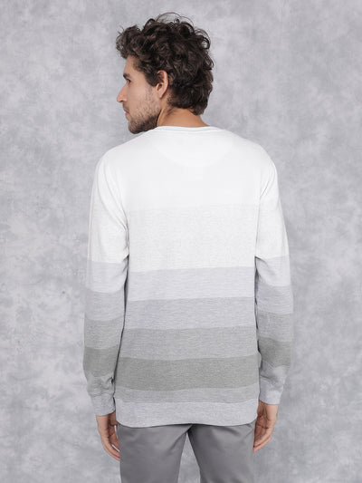 Grey Horizontal Stripes Sweatshirt-Men Sweatshirts-Crimsoune Club