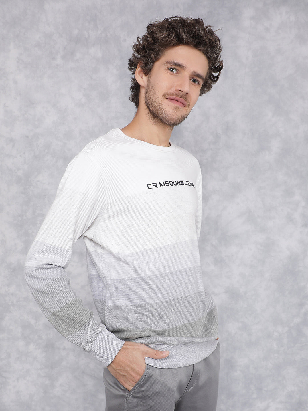 Grey Horizontal Stripes Sweatshirt-Men Sweatshirts-Crimsoune Club