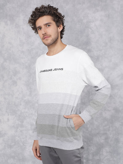 Grey Horizontal Stripes Sweatshirt-Men Sweatshirts-Crimsoune Club