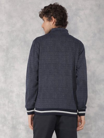 Navy Blue Printed Sweatshirt-Men Sweatshirts-Crimsoune Club