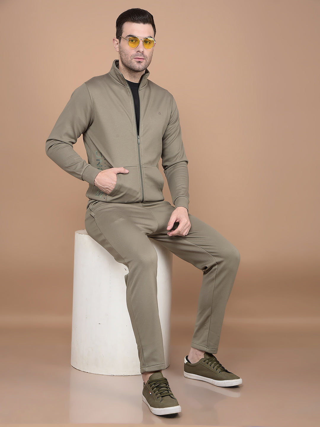 Olive High Neck Tracksuit