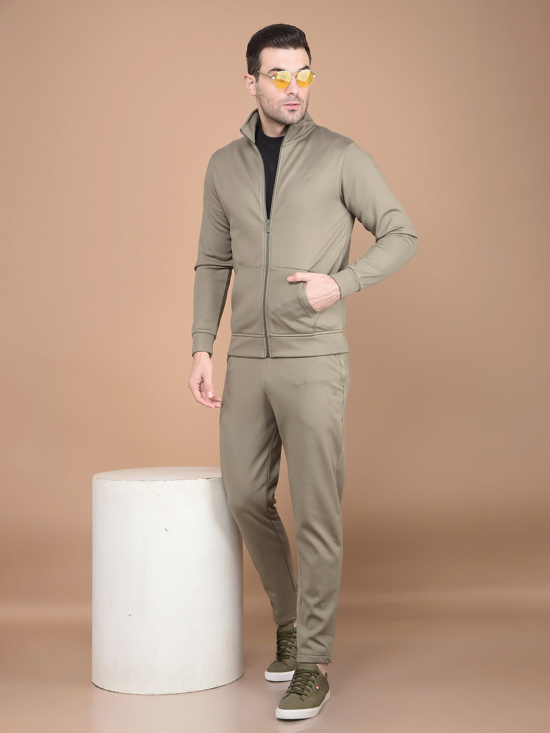 Olive High Neck Tracksuit