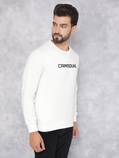 Off White Typographic Print Sweatshirt-Men Sweatshirts-Crimsoune Club