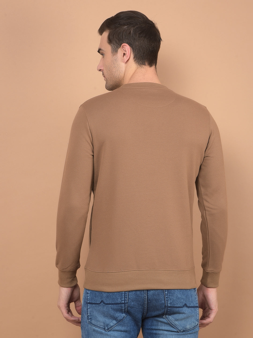 Brown Typographic Print Sweatshirt-Men Sweatshirts-Crimsoune Club