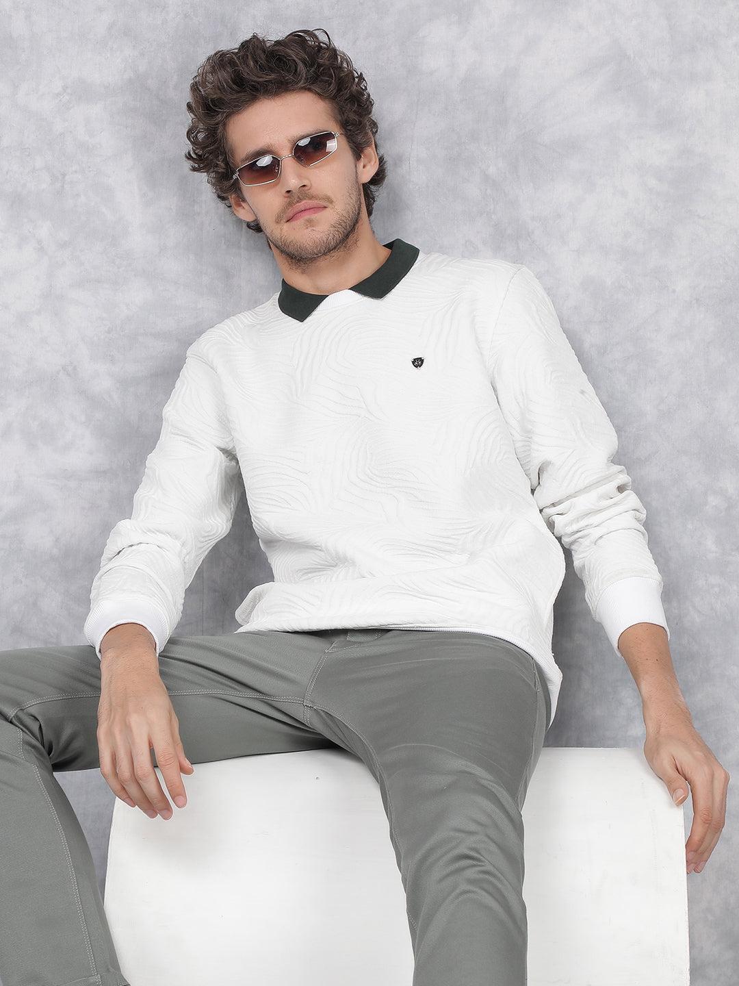 White Jacquard Sweatshirt-Men Sweatshirts-Crimsoune Club